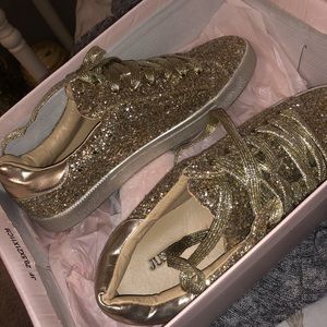 Rose Gold glittery Justfab sneakers